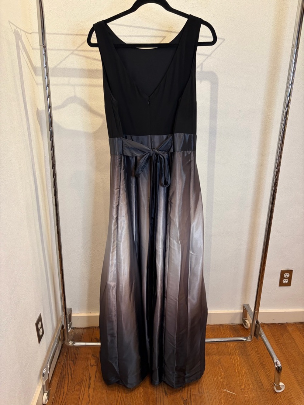 SL Fashions New York Black to Gray Ombre A-Line Plus Size Gown - Picture 2 of 6